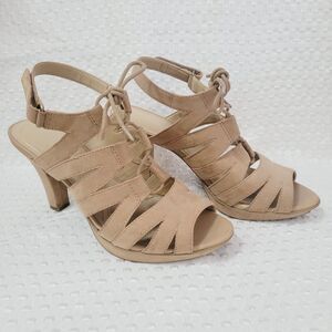 Naturalizer Desi Sandals Womens Size 8M Caramel Brown Strappy Lace-Up Heels